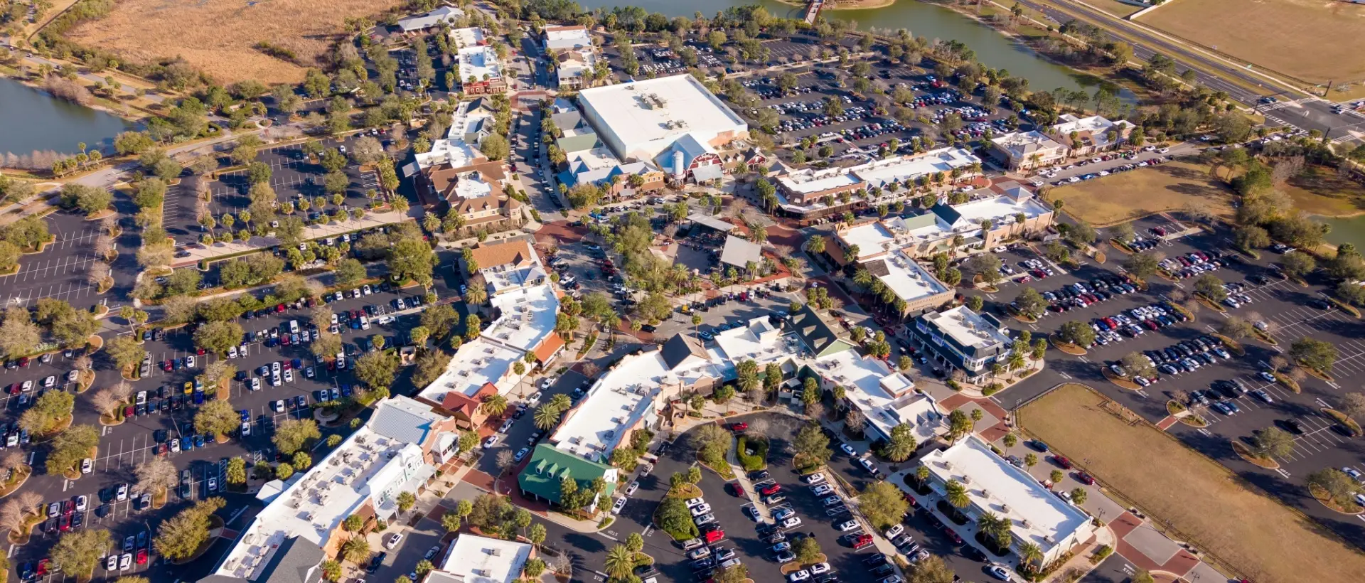 Aerial image of Wildwood, Florida roofs
