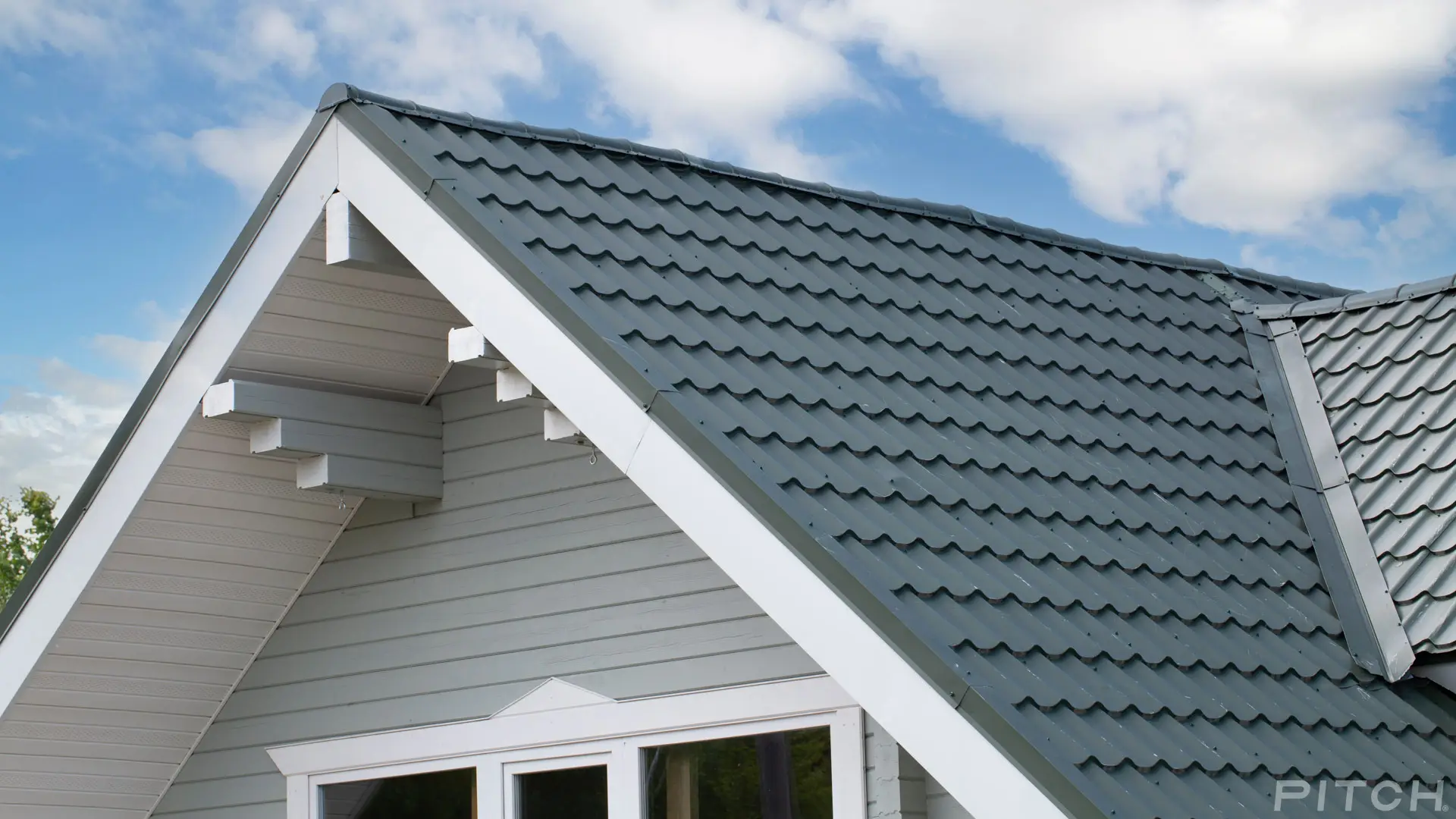 Closeup of metal roof shingles in The Villages